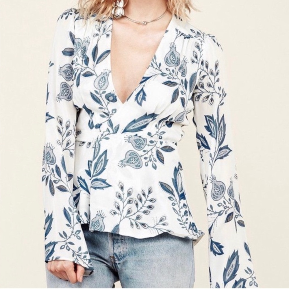 Stone Cold Fox delicate blue and white blouse!